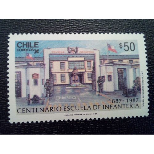 Timbre Chili Yt 802 Centenaire De L'école D'infanterie 1987 ( 080512 )