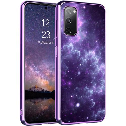 Coque Pour Samsung Galaxy S20 Fe 4g/5g Nébuleuse Lumineux Coque Samsung S20 Fe 4g/5g Silicone Case Scintillant Antidérapant Ultra-Mince Antichoc Housse Pour Samsung Galaxy S20 Fe 5g - Mauve