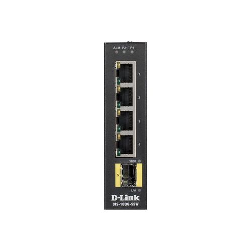 D-Link DIS 100G-5SW - Commutateur - non géré - 4 x 10/100/1000 + 1 x 100/1000 SFP - Montage sur rail DIN, fixation murale