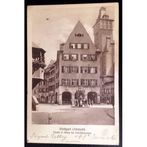 14-18 : Vieille Cpa Carte Postale Stuttgart (Altstadt) Avec Cachet Censure Camp Prisonniers "F.A. Geprüft - Kriegs-Gefangenenlager Stuttgart Ii"