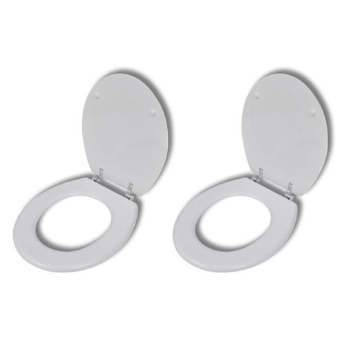 Sièges de toilette avec couvercles 2 pcs MDF Blanc