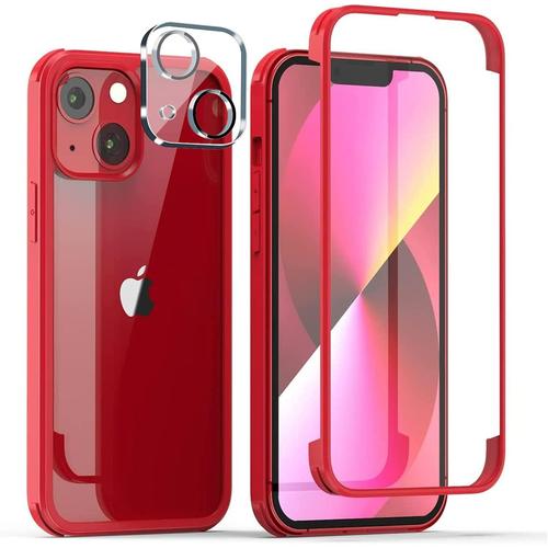 Coque De Protection Compatible Avec Iphone 13 Mini + 2 Protections De L'appareil Photo - Corps Entier - Film D'écran En Verre Blindé Intégré À 360 ° - Iphone 13 Mini - Coque De Protection