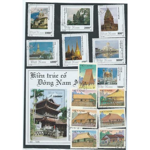 Viet Nam Lot De 2 X 7 Timbres + 1 Bloc Oblitétés. Années 1986 Et 1993.