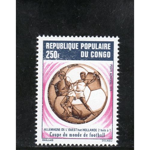 Timbre De Poste Aérienne Du Congo (LAllemagne Occidentale Vainqueur De La Coupe Du Monde De Football)