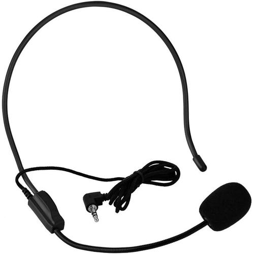 Microphone Filaire monté sur la tête, Mini Microphone 3,5 mm Casque Serre-tête avec Microphone Mains Libres pour Amplificateur de Voix, Haut-Parleur, Professeurs de Chant, Ent