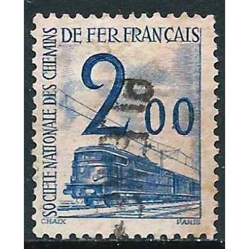 France 1960, Beau Timbre Pour Petit Colis, Yvert 42, Motif Locomotive Électrique, 2.00f. Bleu, Oblitéré, Tbe