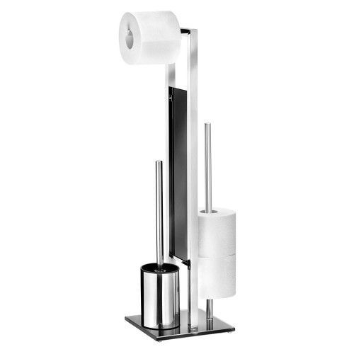 Ensemble WC sur pied - Rivalta - 3 en 1 - inox et verre noir WENKO