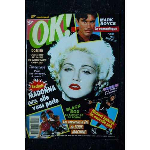 Ok ! Âge Tendre 765 1990 Septembre Cover Madonna Exclusif Enfin Elle Vous Parle Michael Jackson Zouk Machine