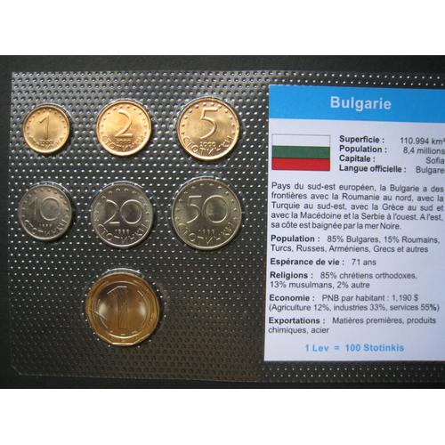 Lot/Set - Série De 7 Pièces De Monnaie Neuves 1 - 2 - 5 - 10 - 20 - 50 Stotinki - 1 Lev (= 1 Lev Et 88 Stotinki) - Bulgarie - Europe - 1999/2002