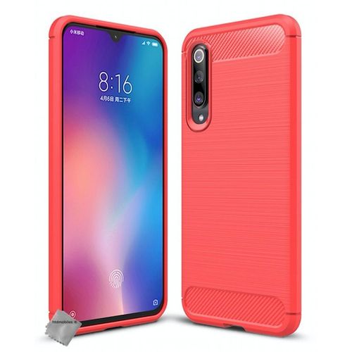 Housse Etui Coque Silicone Gel Carbone Pour Xiaomi Mi 9 Se + Verre Trempe - Rouge