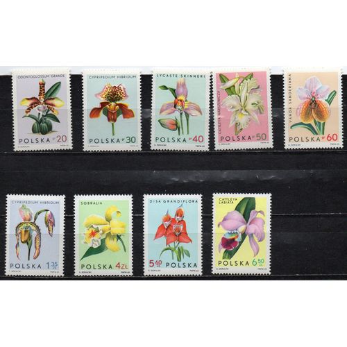 Pologne- Série De 9 Timbres Neufs- Orchidées