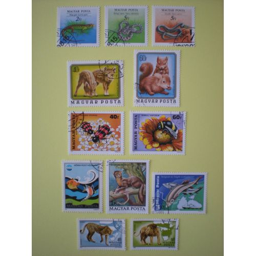 Lot De 12 Timbres Oblitérés - Hongrie - Animaux