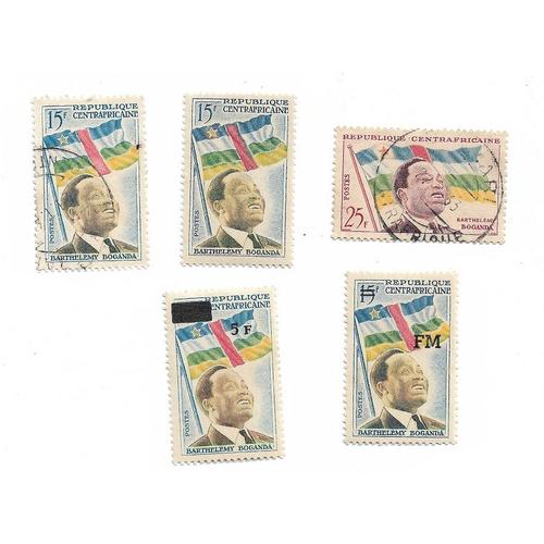 Timbres Centrafrique - Lot De 5 Timbres Barthélémy Boganda 1er Président