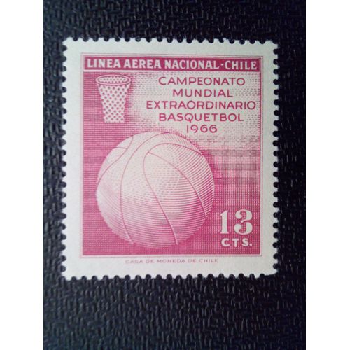 Timbre Chili Yt Pa 230 Championnat Du Monde De Basketball 1966 ( 080512 )