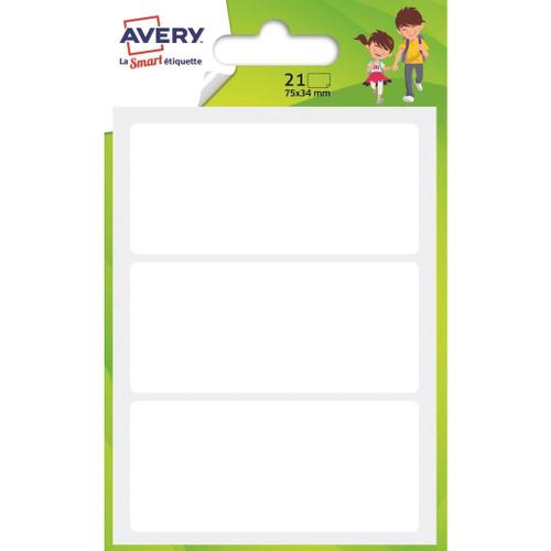 Avery Lot De 3 Sachets De 21 Étiquettes Blanches 34 X 75 Mm