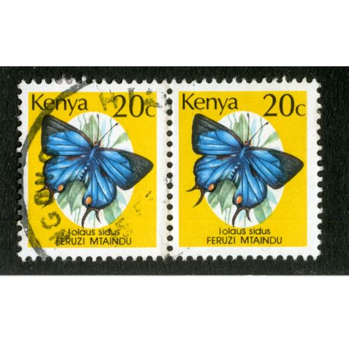 Deux Timbres Oblitérés Kenya, Lolaus Sidus, Feruzi Mtaindu, 20c