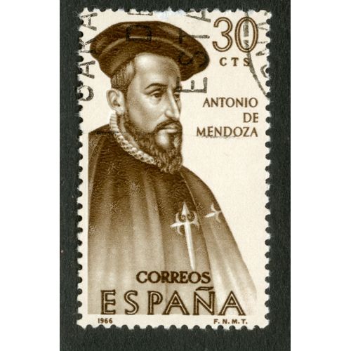 Timbre Oblitéré Espana, Antonio De Mendoza, Correos 1966, 30 Cts