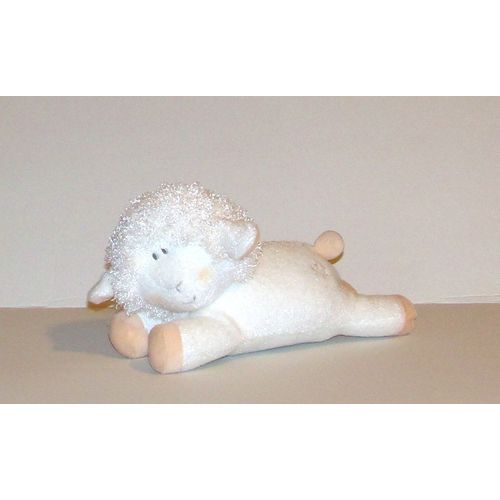 Mouton Agneau Couché Phosphorescent Brodé D'un Petit Coeur Rose Musical Berceuse Doudou Luminou Jemini 28cm