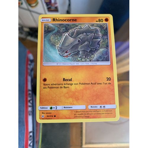 Carte Pokemon Alliance Infaiblle Rhinocorne 92/214