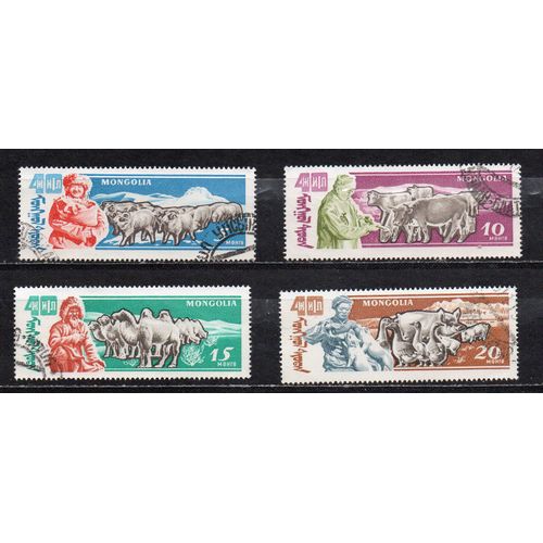Mongolie- Lot De 4 Timbres Oblitérés- Elevage