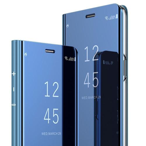 Etui Coque Samsung Galaxy S6 Clear View Etui À Rabat Antichoc Coque Miroir Smart Stand Etui Housse Pour Samsung Galaxy S6 Bleu