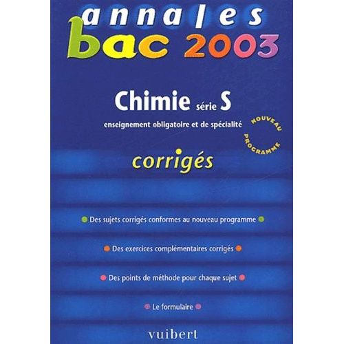 Chimie Série S. Corrigés 2003