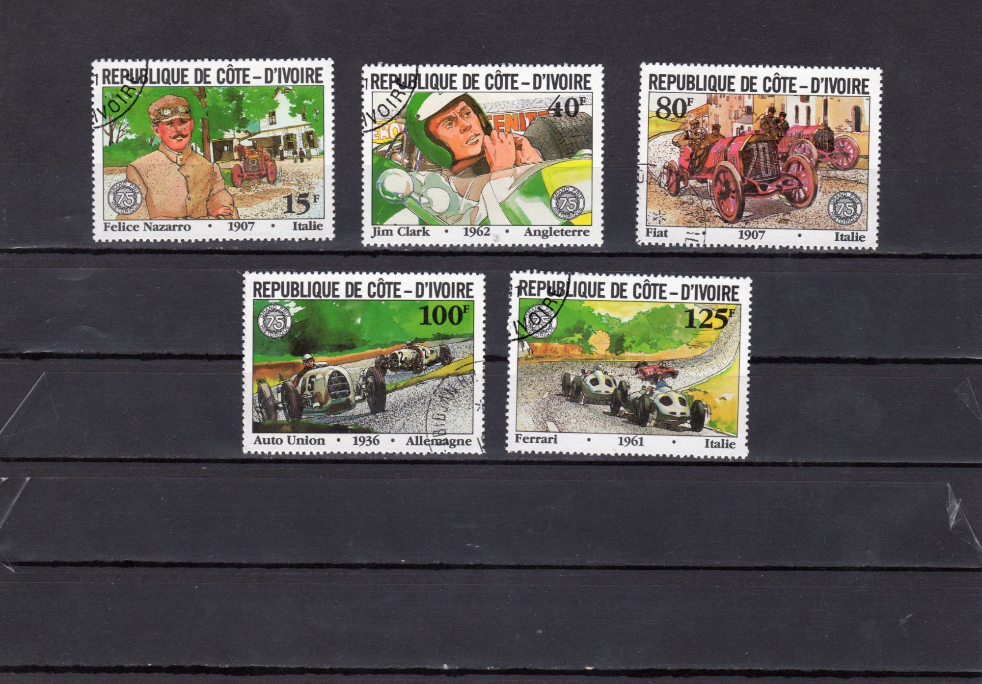 Timbres-Poste De Côte DIvoire (75ème Anniversaire Du Grand Prix De LAutomobile Club De France)