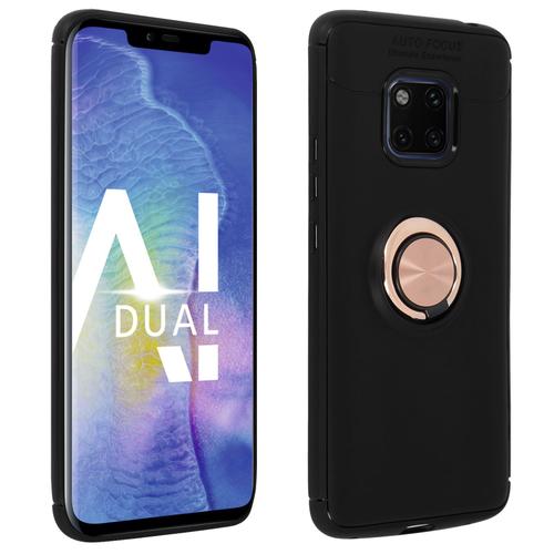 Coque Huawei Mate 20 Pro Silicone Gel Bague Anneau Magnétique - Noir / Rose Gold