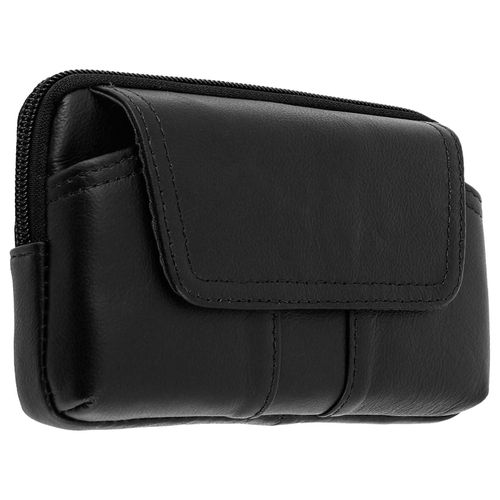 Etui Ceinture Cuir Véritable Smartphone Taille 145x85mm Passant Ceinture - Noir