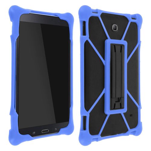 Coque Bumper Tablette 7 À 9" Antichocs Universelle Protection Béquille Bleue