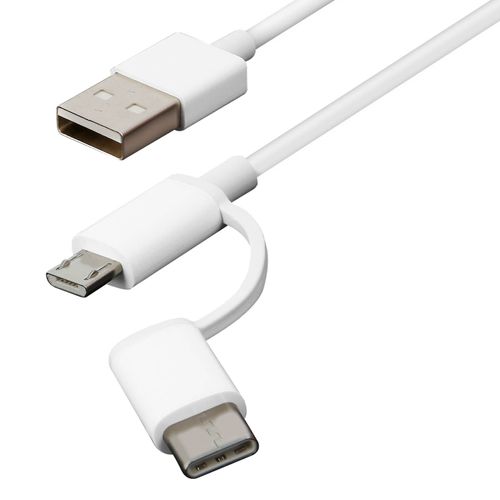 Câble micro-USB / USB type-C vers USB 2 en 1 30cm Original Xiaomi - blanc