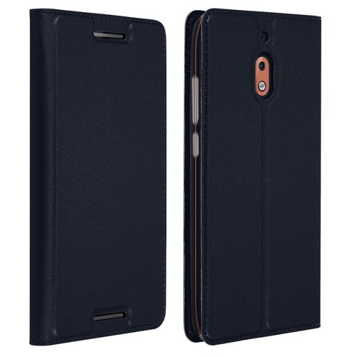 Housse Nokia 2.1 Étui Folio Porte-Cartes Fonction Stand Flip Cover Bleu Nuit