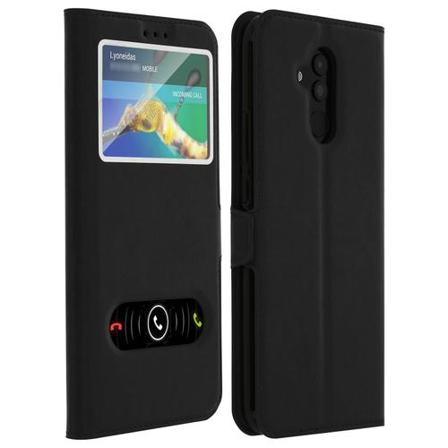 Housse Huawei Mate 20 Lite Etui Double Fenêtre Coque Silicone - Noir