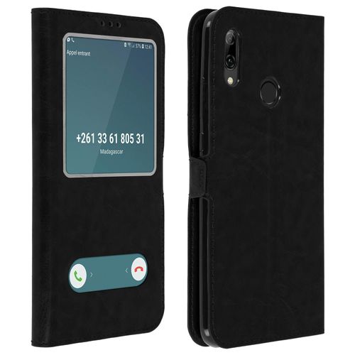 Housse Huawei P Smart 2019/Honor 10 Lite Étui Double Fenêtre Coque Silicone Noir