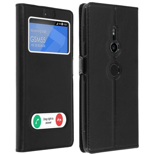 Housse Sony Xperia Xz2 Etui Double Fenêtre Coque Silicone Gel - Noir