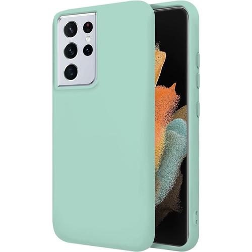 Coque Pour Samsung Galaxy S21 Ultra 5gs30 Ultra 5g 6.8"" Étui Rigide Turquoise Silicone Liquide Premium Doux Doublure Intérieure En Microfibre Protège L'appareil Photo Antidérapant