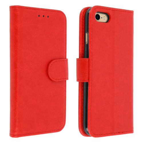 Housse Iphone Se 2022 / 2020 Et 8 / 7 Clapet Porte Carte Fonction Support Rouge