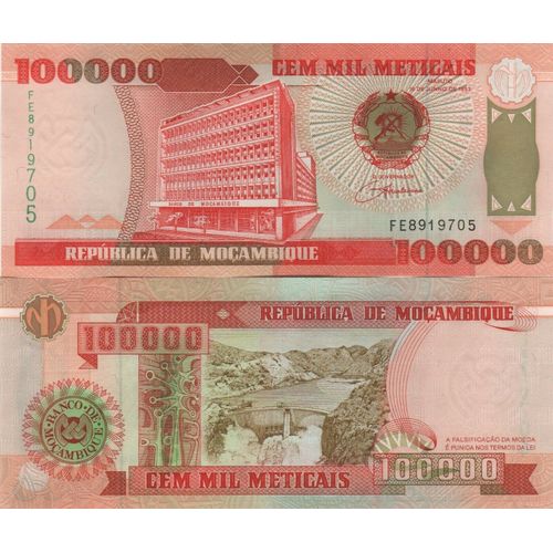 Billet De 100.000 Meticais Du Mozambique Neuf