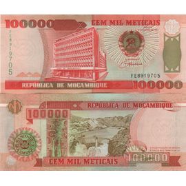 Billet De 100.000 Meticais Du Mozambique Neuf