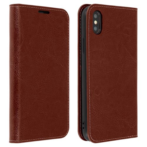 Étui Apple Iphone Xs Max Housse Cuir Portefeuille Fonction Support - Marron