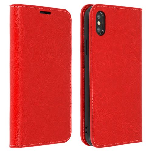 Étui Apple Iphone Xs Max Housse Cuir Portefeuille Fonction Support - Rouge