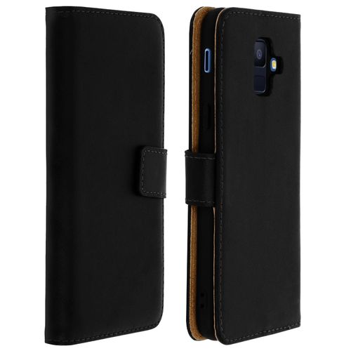 Housse Folio Samsung Galaxy A6 Etui Cuir Portefeuille Clapet Coque Silicone Noir