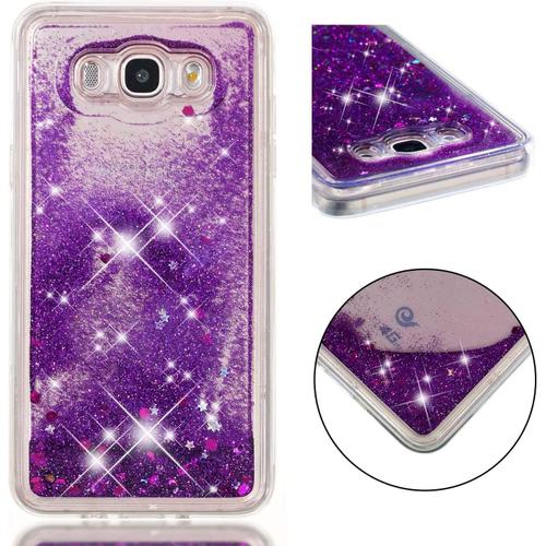 Coque Samsung Galaxy J7 2016, Ultra Mince Coque Liquide Silicone Souple Étui Paillette Bling Glitter Housse De Protection Antichoc Bumper Case Pour Samsung Galaxy J7 2016 - Violet