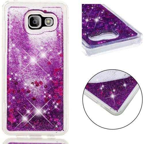 Coque Samsung Galaxy A3 2016, Ultra Mince Coque Liquide Silicone Souple Étui Paillette Bling Glitter Housse De Protection Antichoc Bumper Case Pour Samsung Galaxy A3 2016 - Violet