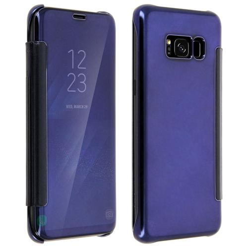 Étui Galaxy S8 Chromé Clapet Translucide Rigide Fin Léger - Bleu