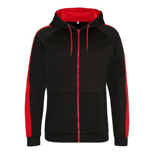 Sweat ? Capuche Zipp? Sport Homme - Jh066 - Noir Et Rouge