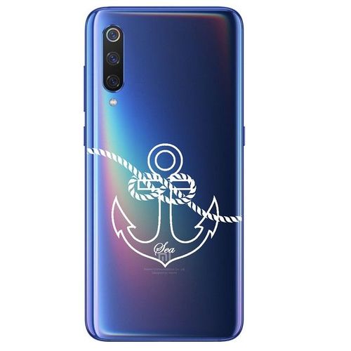 Coque Xiaomi Mi 9 Ancre Blanc Transparente