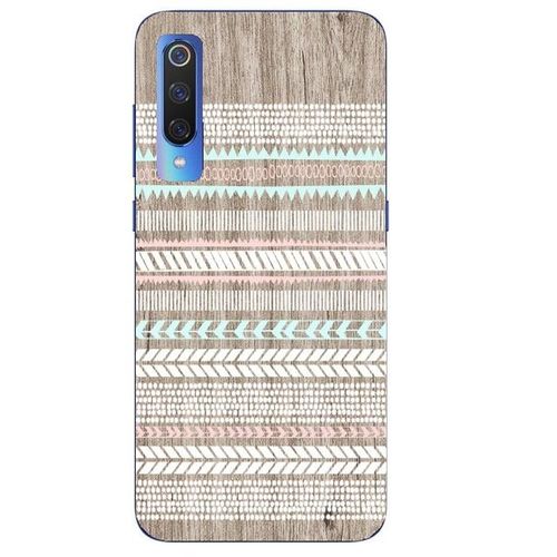 Coque Xiaomi Mi 9 Effet Bois Aztec Ethnique Rose Blanc