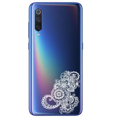 Coque Xiaomi Mi 9 Fleur Mandala Blanc Transparent