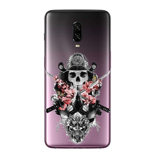 Coque Oneplus 7 Samourai Tete De Mort Fleur Katana Bushi